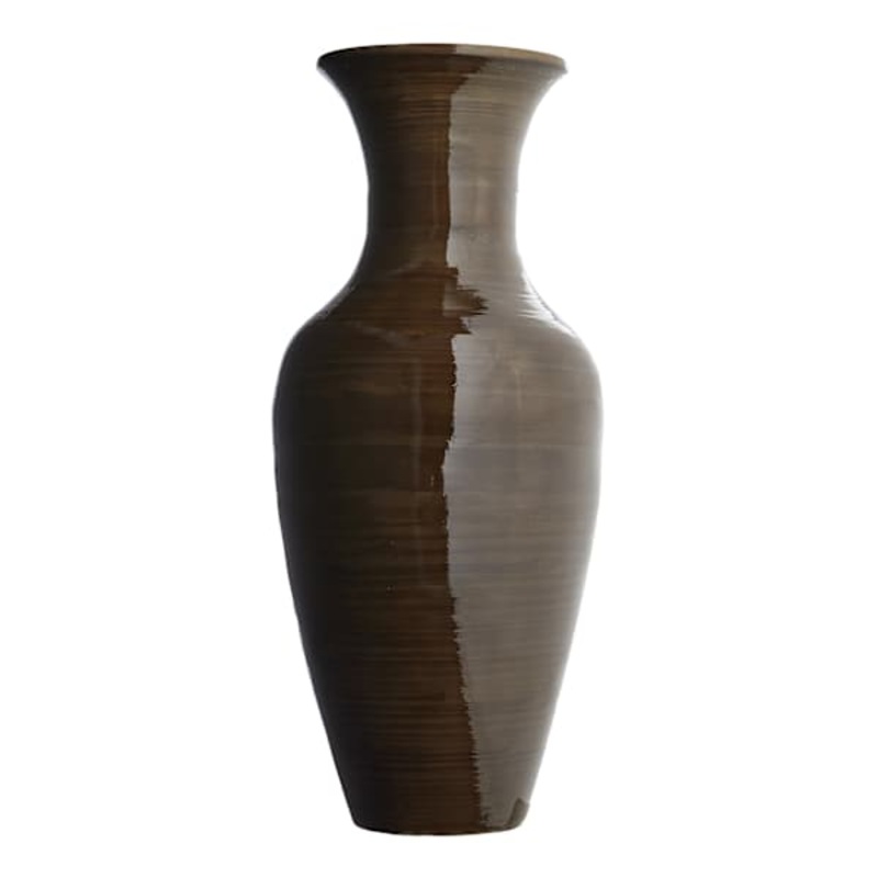 Dark Grey Bamboo Vase, 20.5″