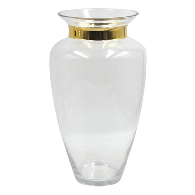 Glass Vase with Mercury Neck, 14″