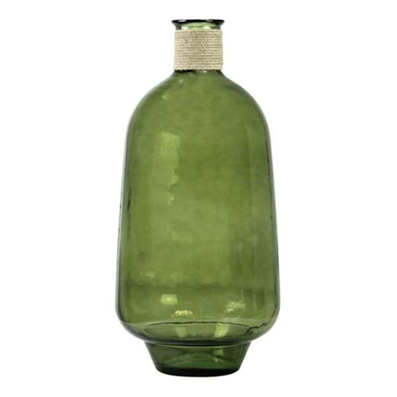 Green Spanish Glass Vase with Rope, 24″
