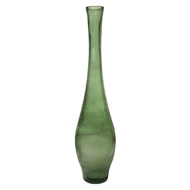 Green Textured Glass Zen Vase, 19.6″