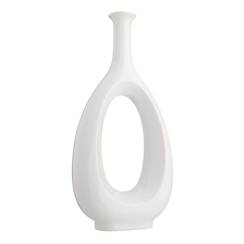 Laila Ali Open White Ceramic Vase, 19″