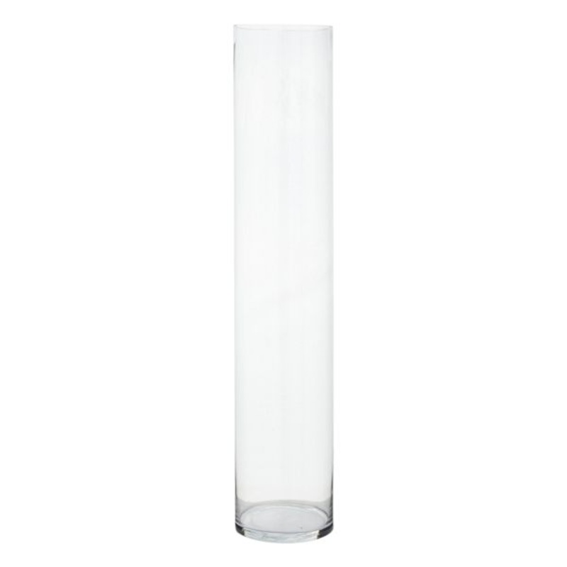 Long Clear Glass Floor Vase, 36″