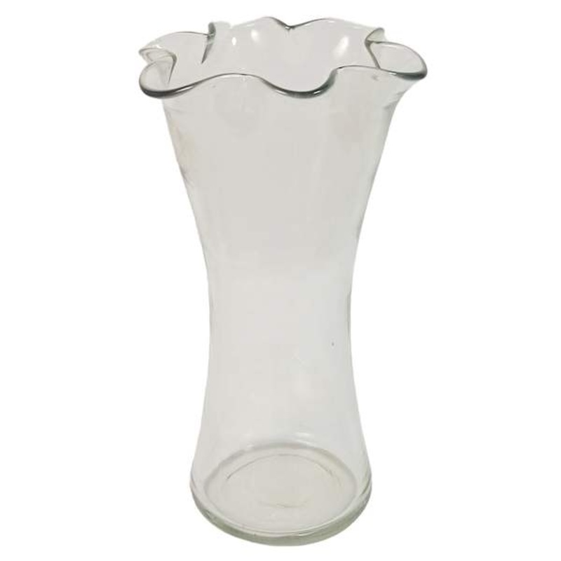 Pie Crust Top Glass Vase, 10″