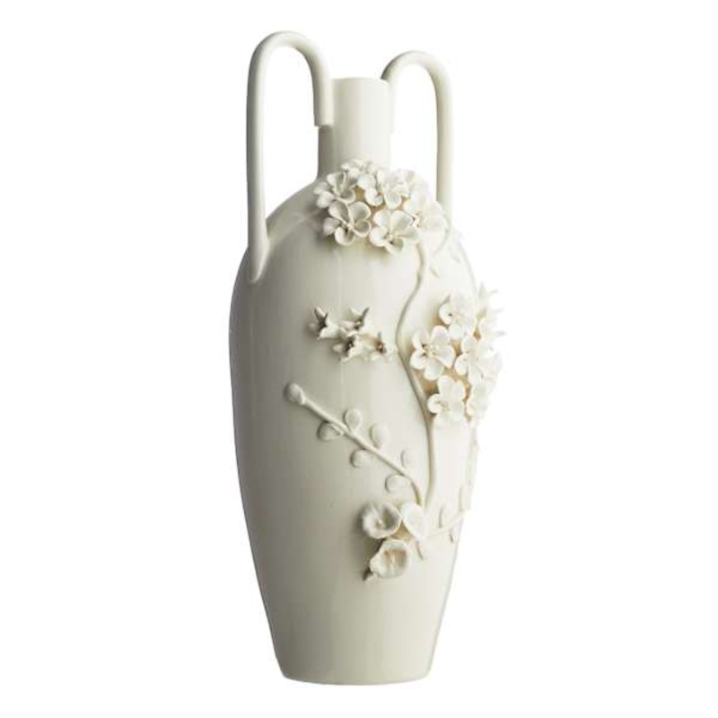 Providence 3D Flower Ceramic Vase with Handles, 18″