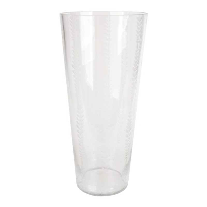 Providence Clear Etched Glass Vase, 12″
