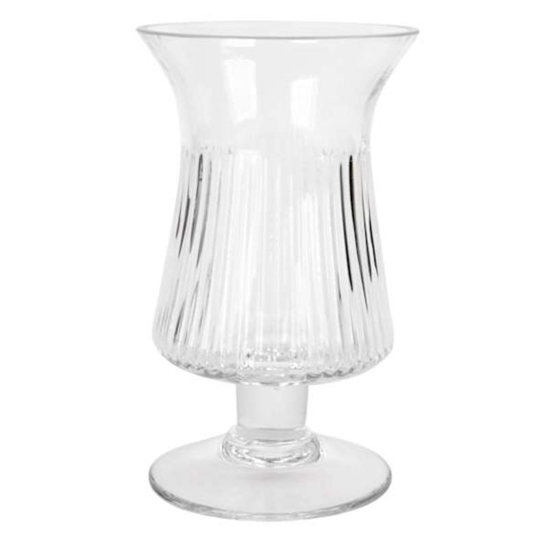 Ribbed Clear Glass Vase, 6″