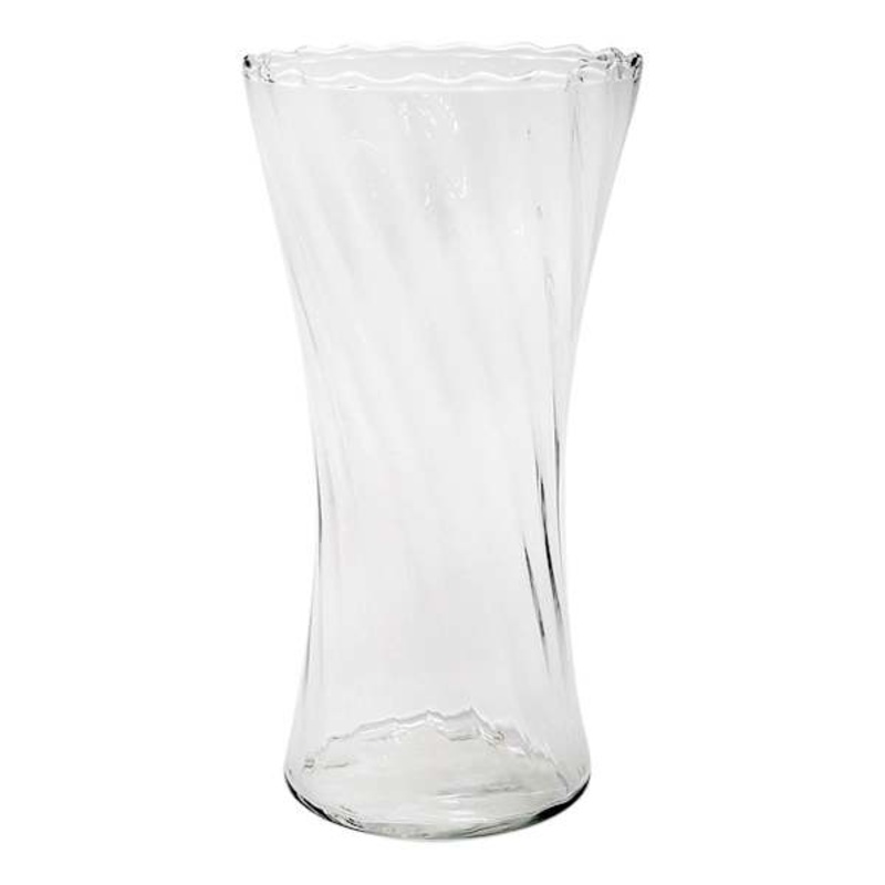 Ribbed Clear Glass Vase, 8″