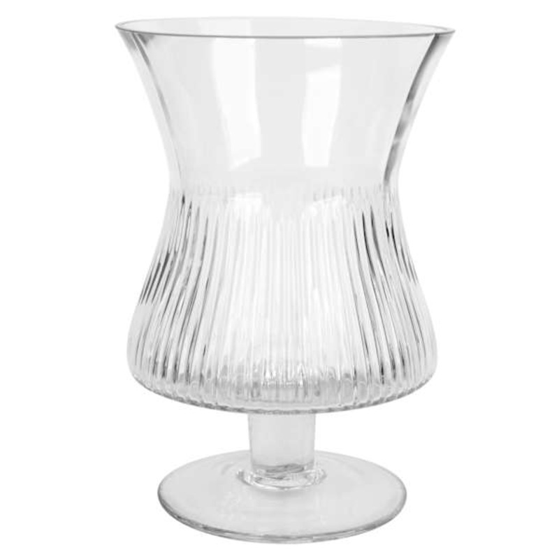 Ribbed Clear Glass Vase, 9″