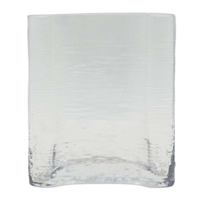 Thin Curved Clear Glass Vase, 8″
