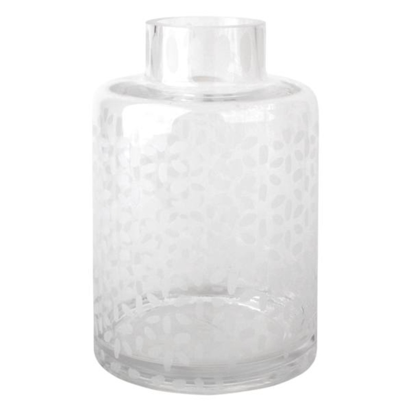 Tracey Boyd Etched Clear Glass Vase, 8″