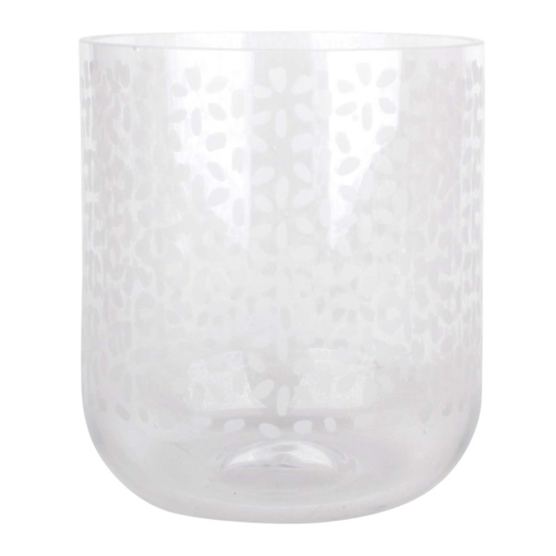 Tracey Boyd Floral Etched Clear Glass Vase, 5″