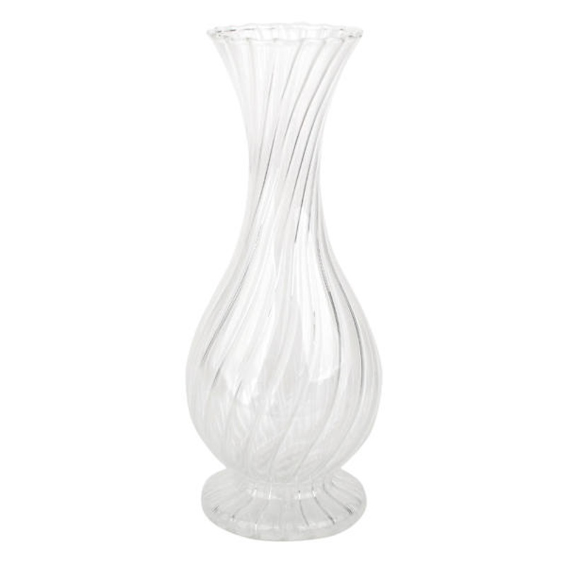 Twisted Trumpet Clear Glass Vase, 10″