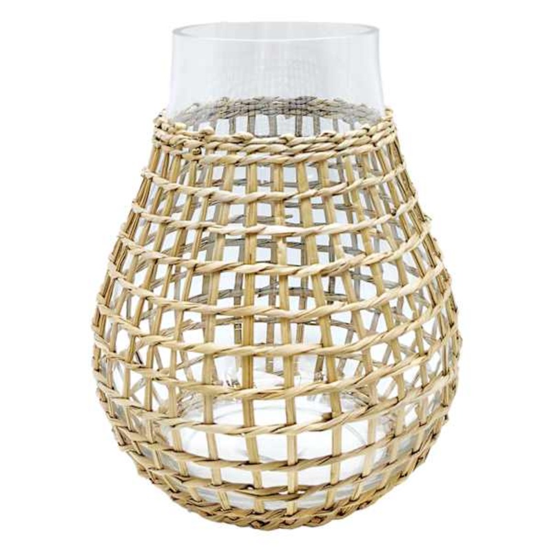 Ty Pennington Woven Grass Wrapped Glass Vase, 10″