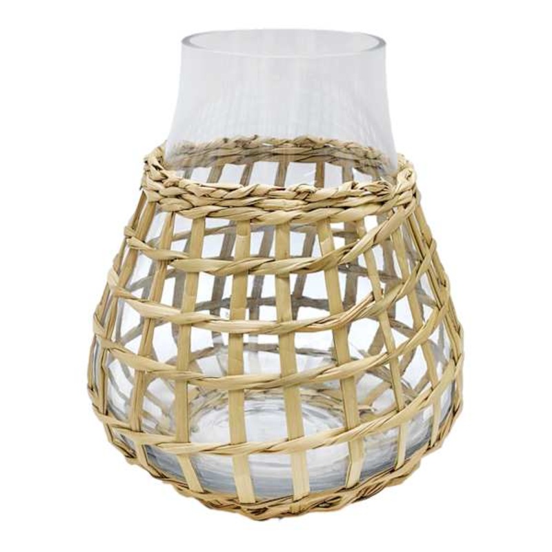 Ty Pennington Woven Grass Wrapped Glass Vase, 6″
