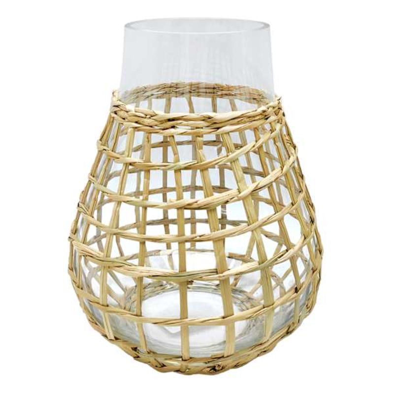 Ty Pennington Woven Grass Wrapped Glass Vase, 8″