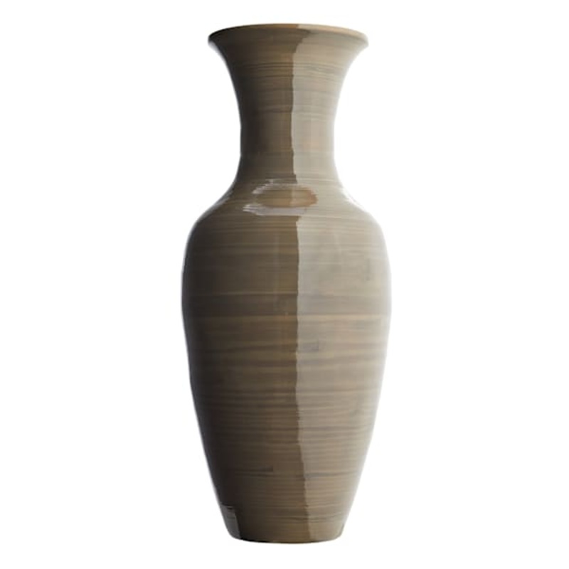 Warm Grey Bamboo Vase, 20.5″