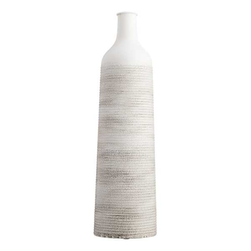 White & Cream Metal Vase, 20″