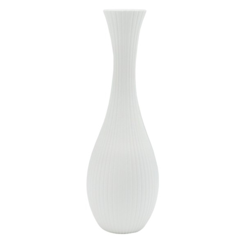 White Faux Wood Vase, 18″