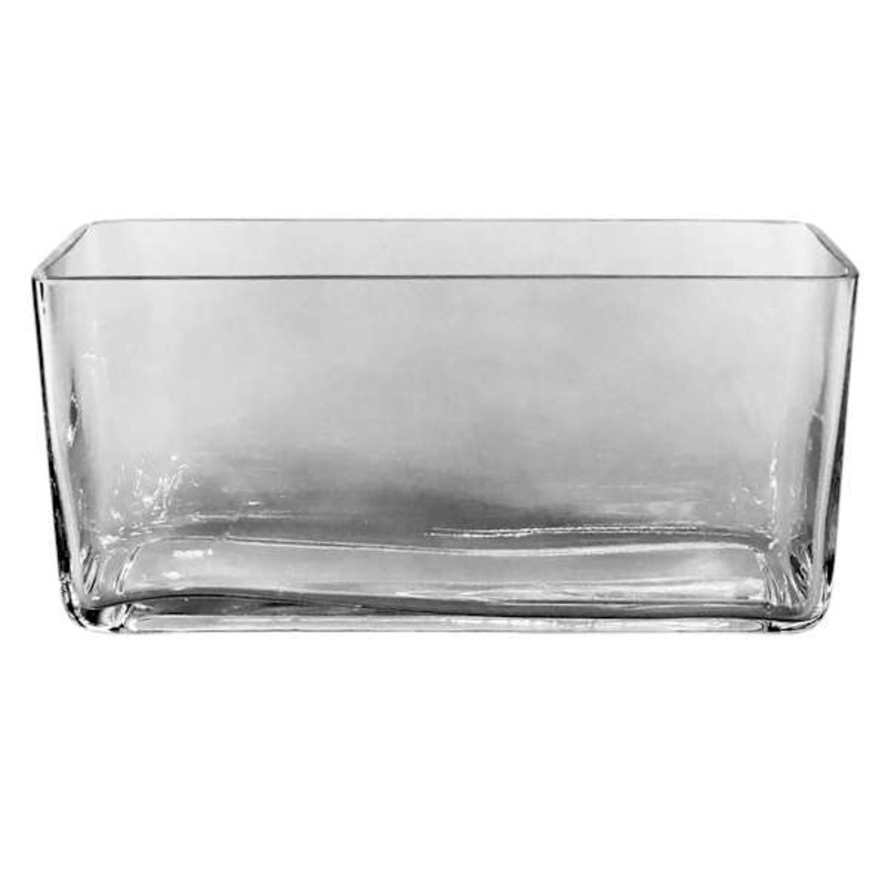 Wide Rectangle Glass Vase, 5″