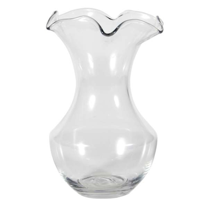 Willow Crossley Clear Glass Ruffle Edge Vase, 8.5″