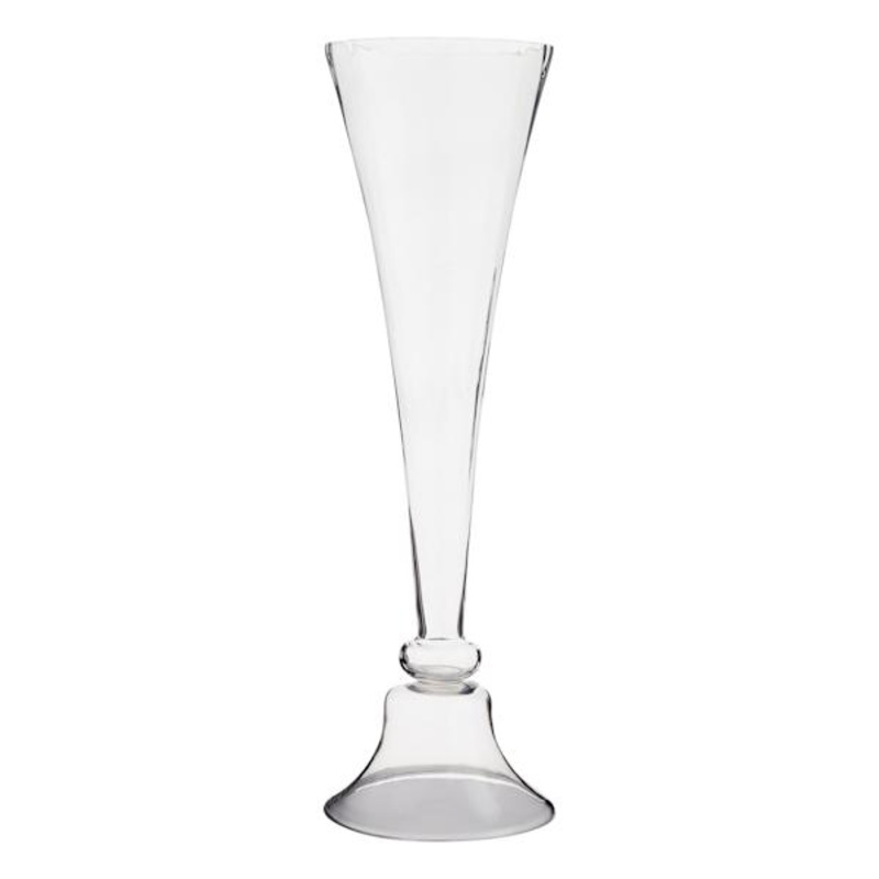 Willow Crossley Clear Glass Trumpet Vase, 32″
