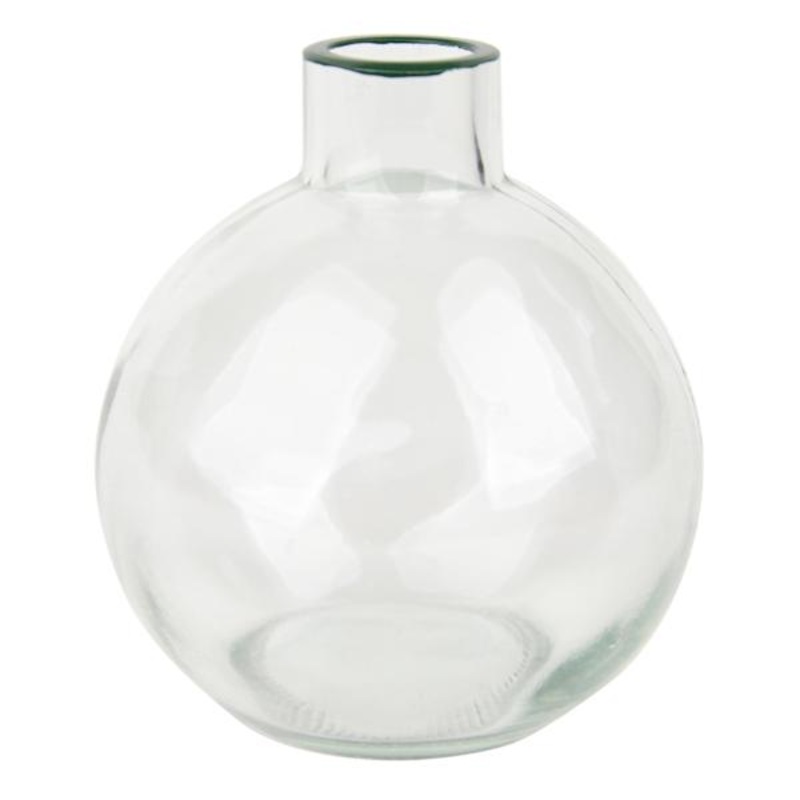 Willow Crossley Green Rim Clear Bud Vase, 3″