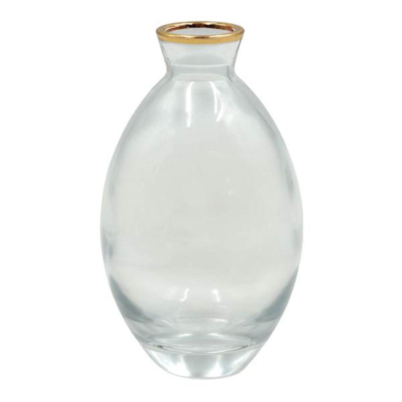 Willow Crossley Rounded Gold Rim Glass Vase, 5″