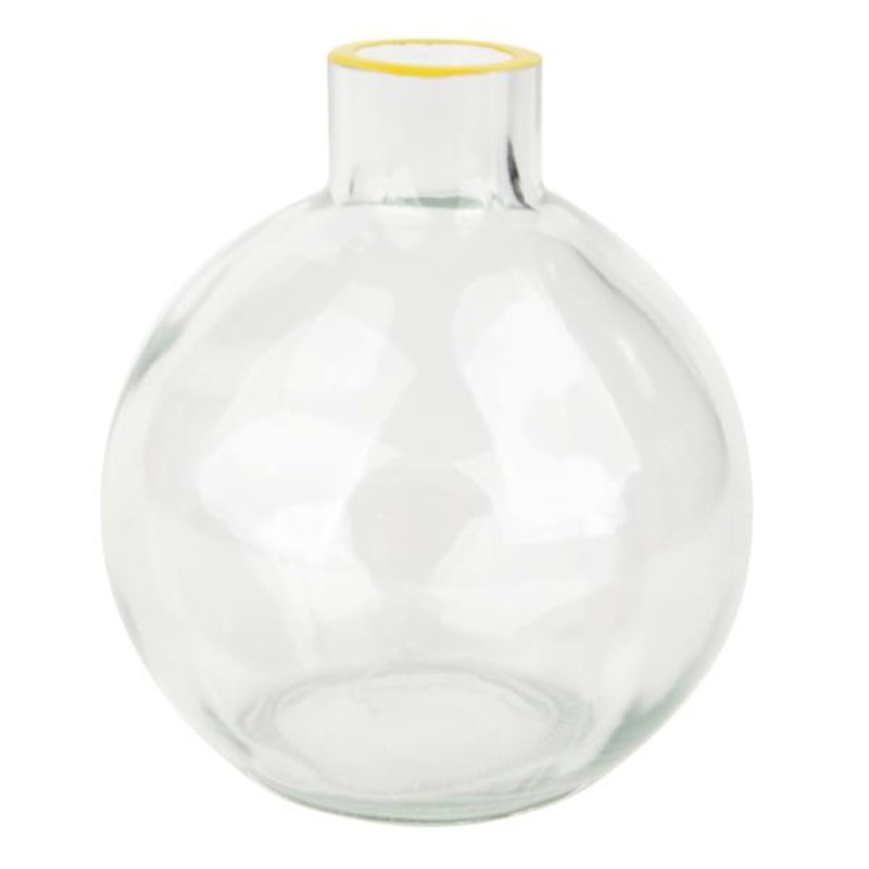 Yellow Rim Clear Bud Vase, 3″