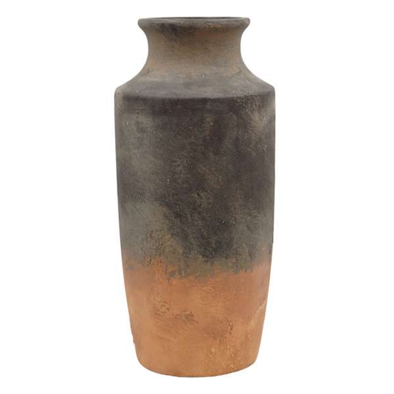 Brown Rustic Wash Ceramic Vase, 16″