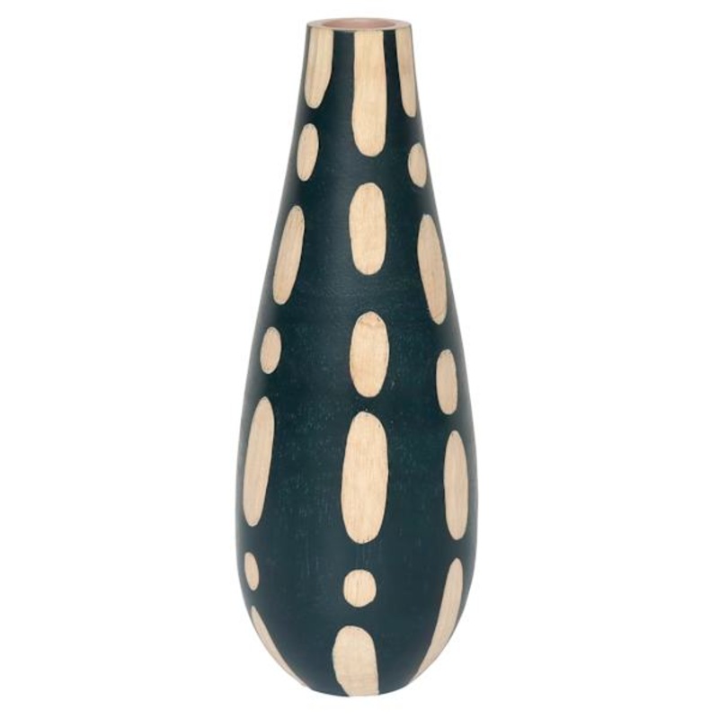 Carved Black Vase, 14″