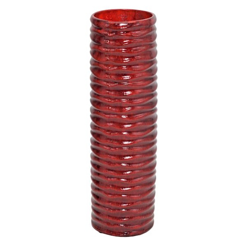 Cherry Carved Faux Wood Vase, 12″