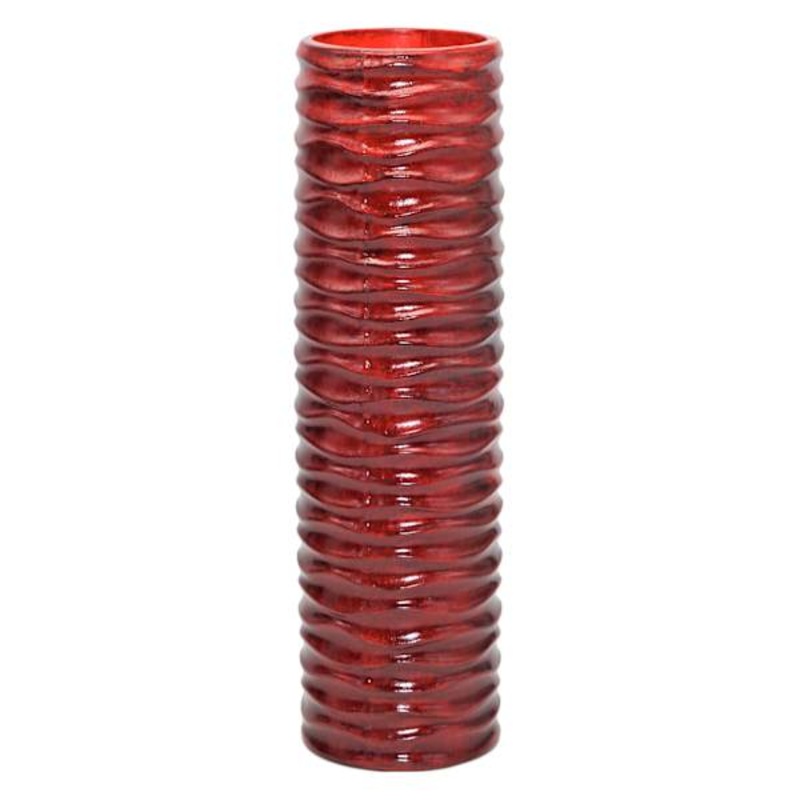 Cherry Carved Faux Wood Vase, 16″