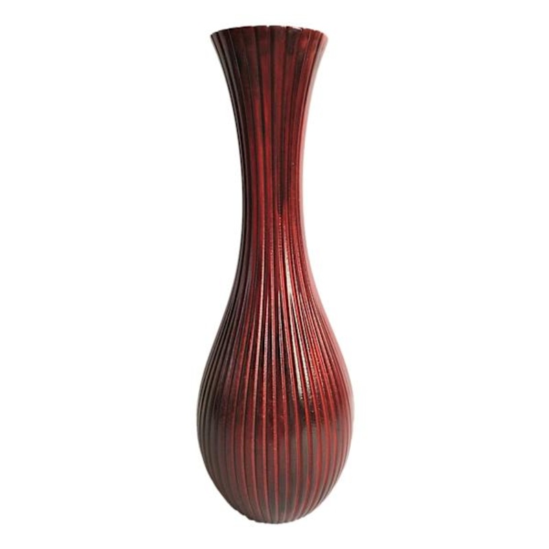 Cherry Red Carved Vase, 15″