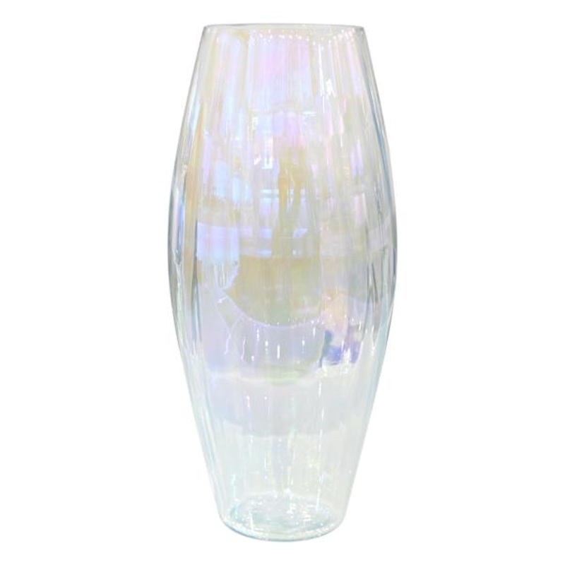 Clear Iridescent Glass Vase, 14″
