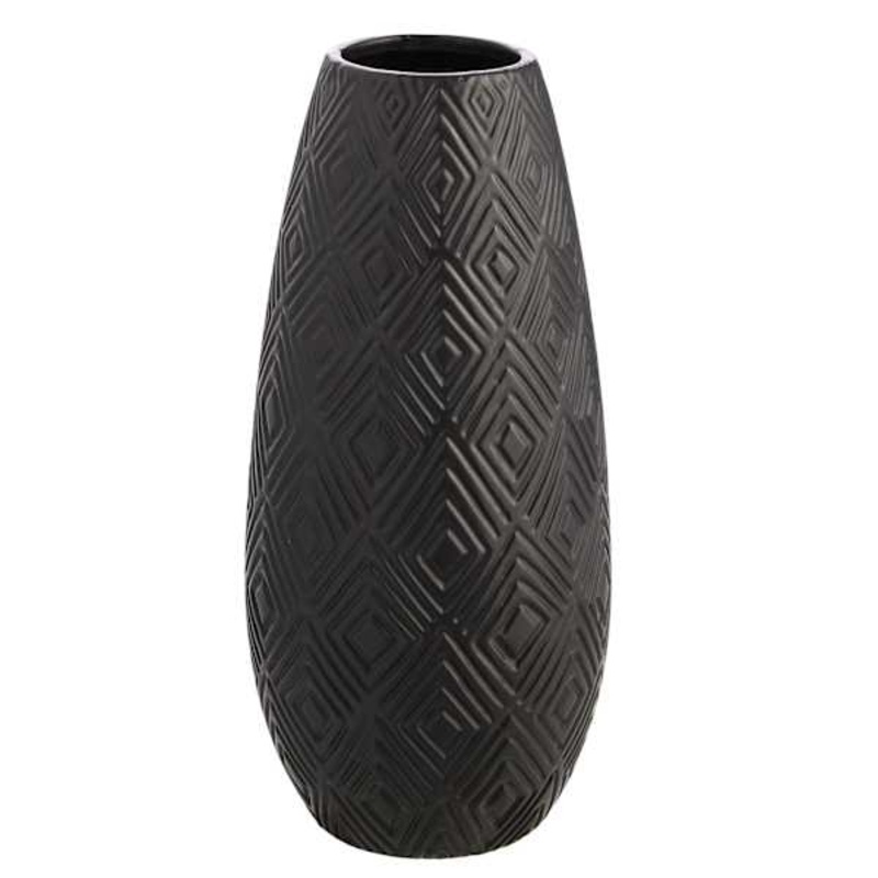 Eileen Black Ceramic Vase, 15″