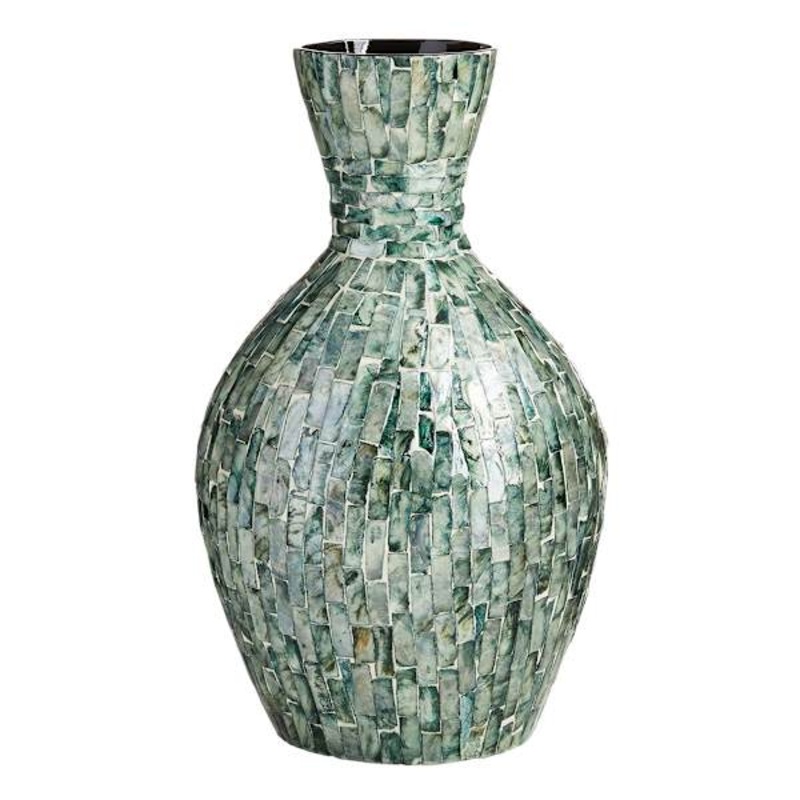 Found & Fable Green Capiz Vase, 13″