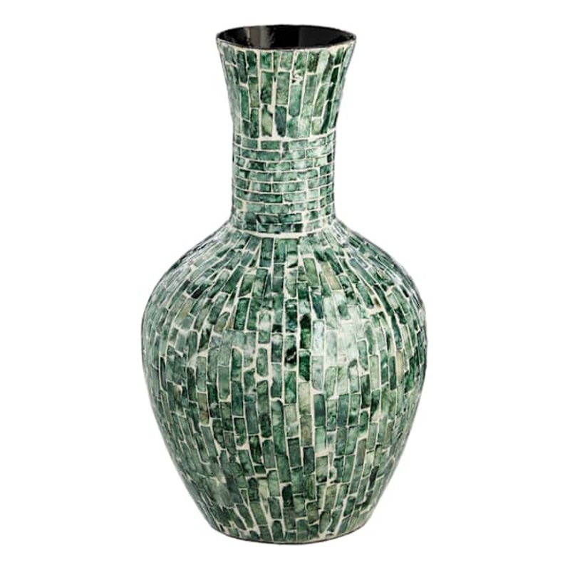 Found & Fable Green Capiz Vase, 17″