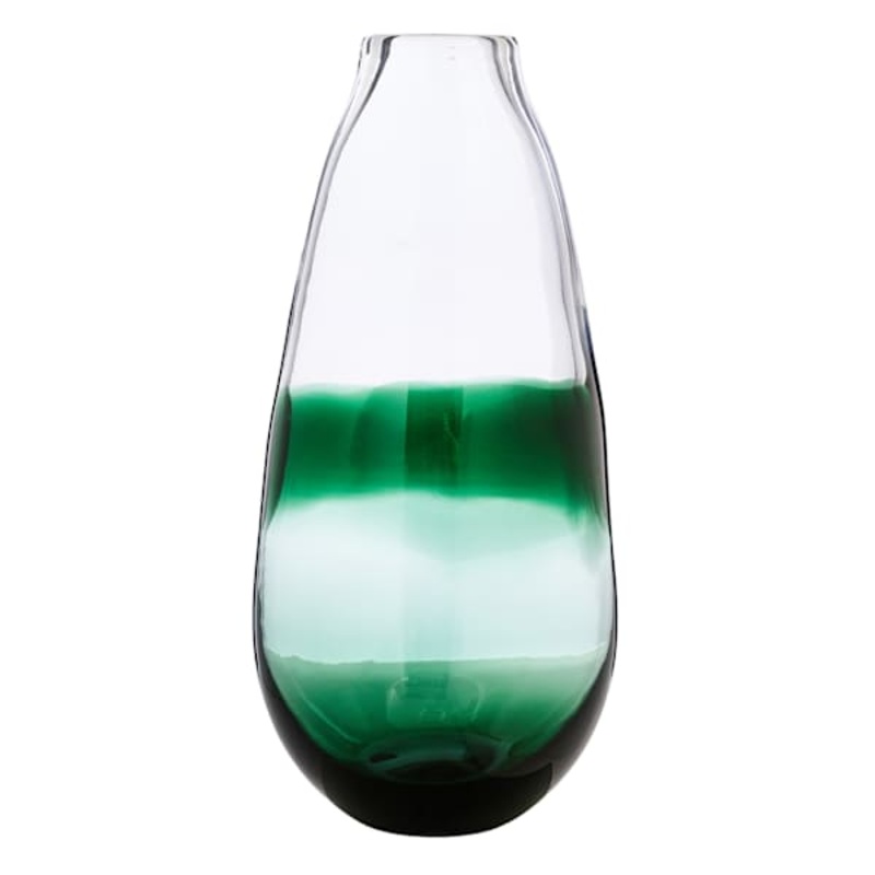 Found & Fable Green & Clear Glass Vase, 15″