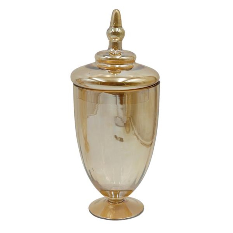 Glass Jar with Iron Plating, 13″