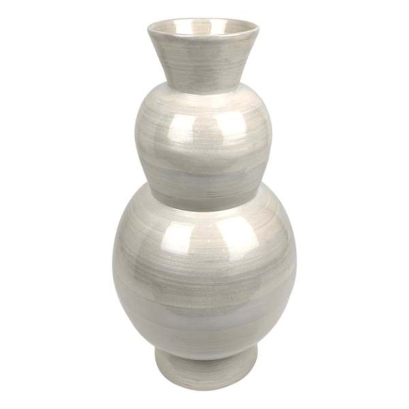 Glossy White Luster Bamboo Vase, 8.66×16.5