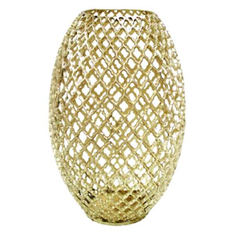 Gold Metal Cutout Vase, 15″