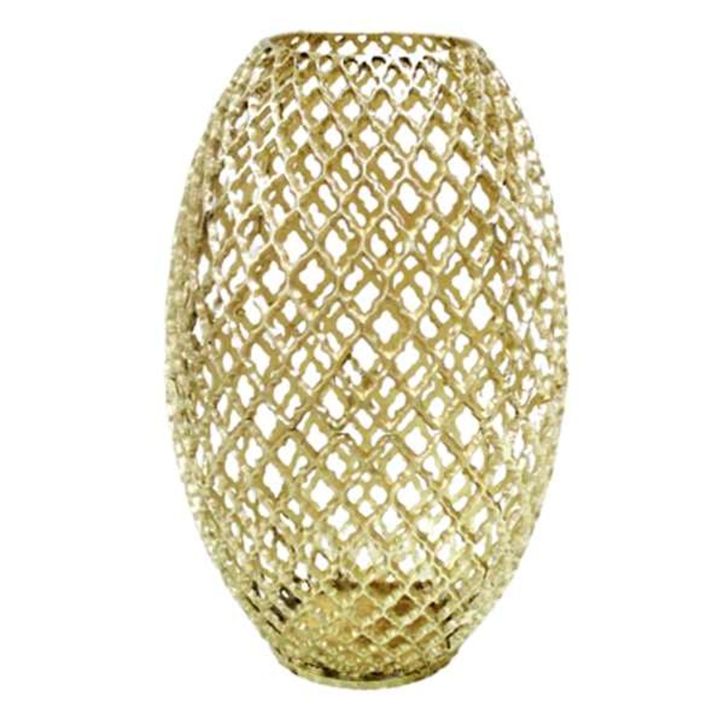 Gold Metal Cutout Vase, 19.5″