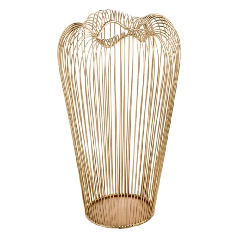 Gold Metal Wire Hurricane Vase, 14″