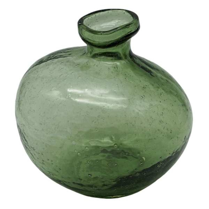 Green Glass Vase, 7″