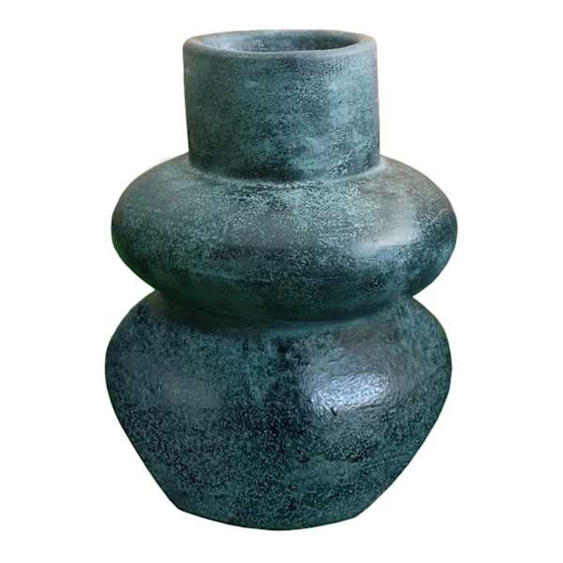 Green Terracotta Vase, 12.5″