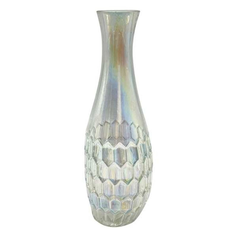Iridescent Teardrop Glass Vase, 12″