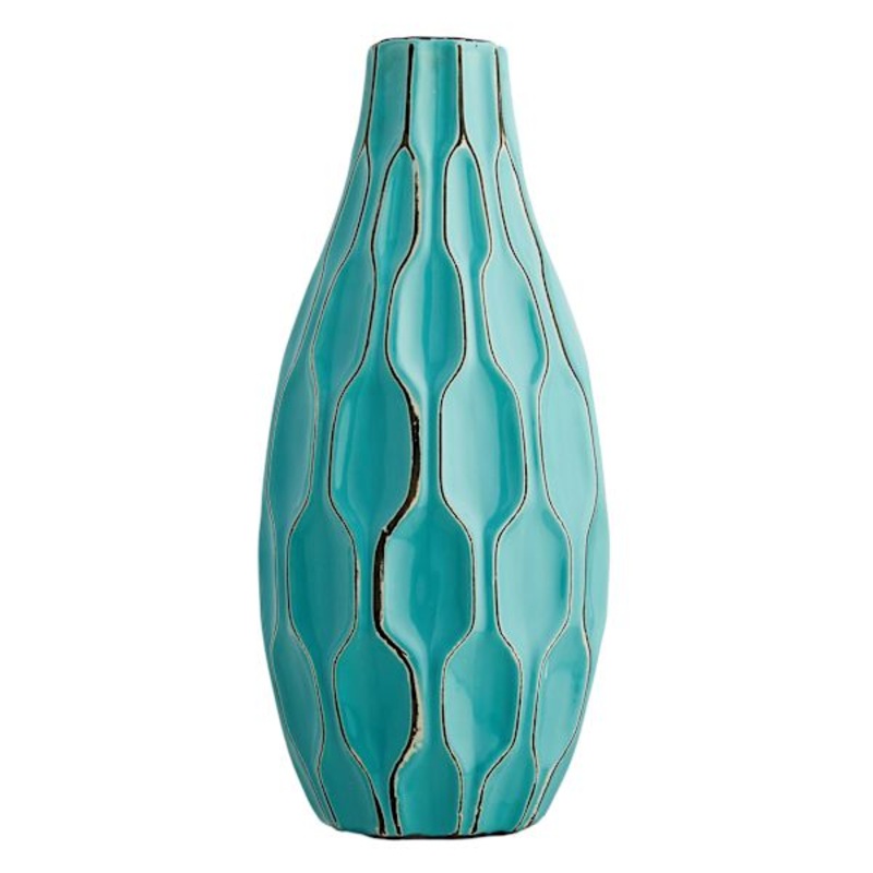 Katherine Turquoise Ceramic Vase, 15″