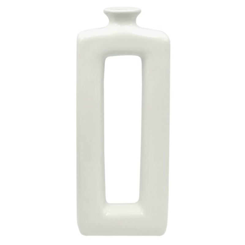 Laila Ali Open White Ceramic Vase, 15.5″