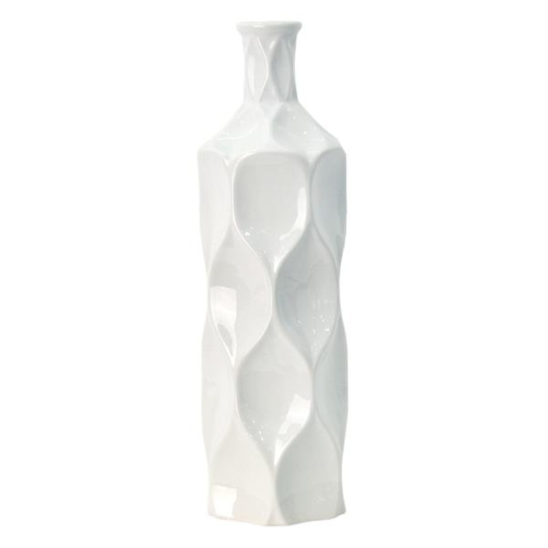 Laila Ali White Ceramic Vase, 14″