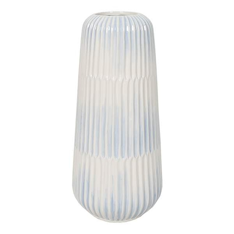 Light Blue White Shibori Vase, 16″